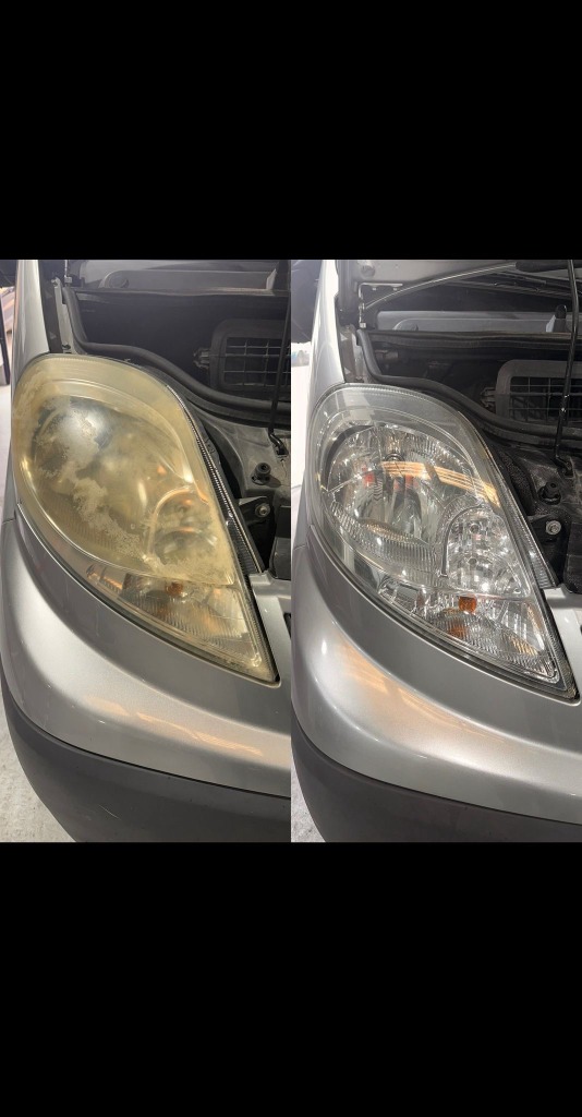 Restauración de faros antes y después